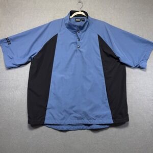 Ping Collection Mens XL Blue Black Short Sleeve‎ Golf Windbreaker Pullover Snap